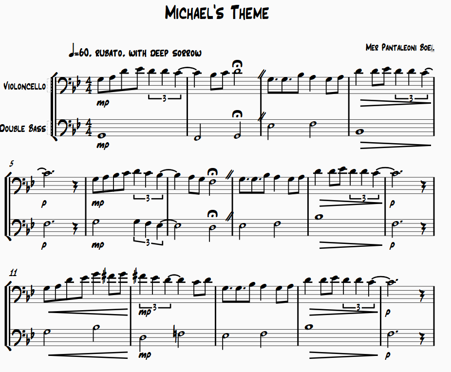Michael's Theme for Cello and Bass