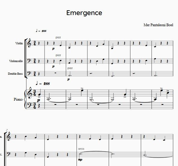 Emergence for Chamber Ensemble; Full score and parts