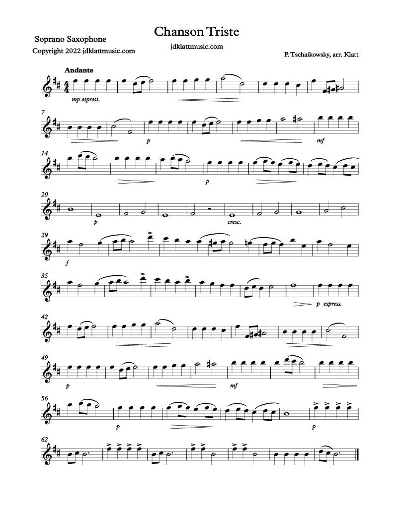 Chanson Triste Saxophone Quartet