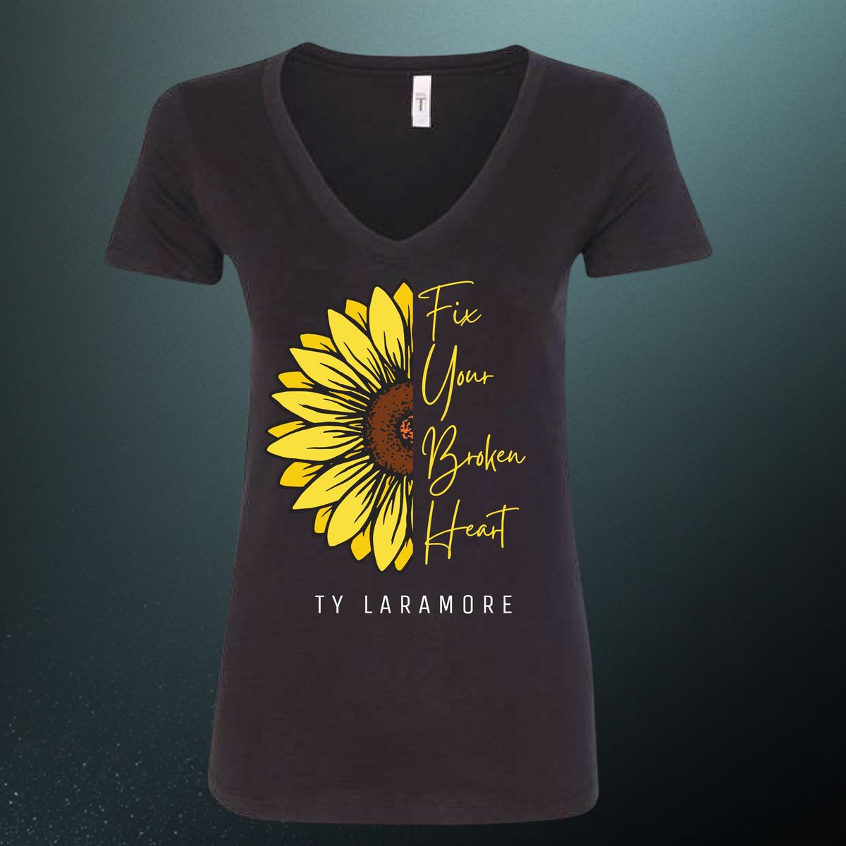 "Fix Your Broken Heart" V-Neck -Black