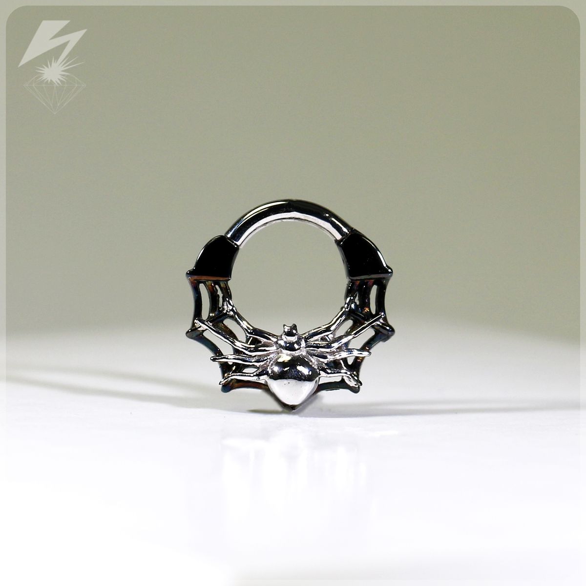 14g. 5/16" 14k BLACK WIDOW RING - One of a kind