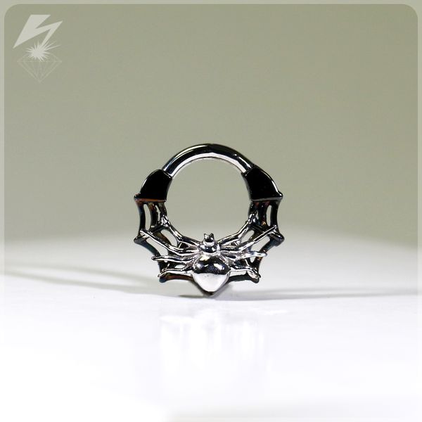 14g. 5/16" 14k BLACK WIDOW RING - One of a kind