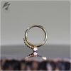 18g. 5/16" 7 Bead Yellow Gold Ring w/ White Opal