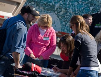 aly`an autpgraphing a few things for fans at the Mid-America Truck Show Louisville, KY.
