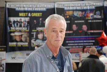 Terry getting ready to perform for at the Midnight Truckng booth at the Mid-America Truck Show in Louisville, KY
