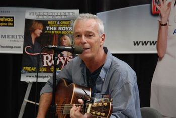 Performing at the Midnight Trucking Radio booth.
