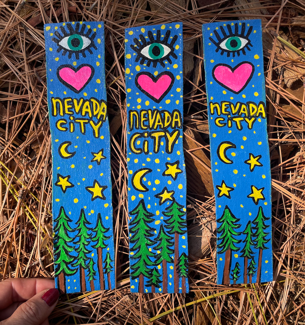 Book Mark Size Painting-- I Love Nevada City