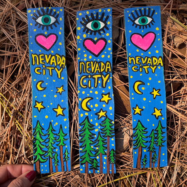 Book Mark Size Painting-- I Love Nevada City