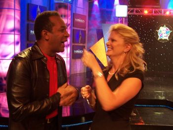 exchanging quips with Clifton Davis. Whose story was the tallest?
