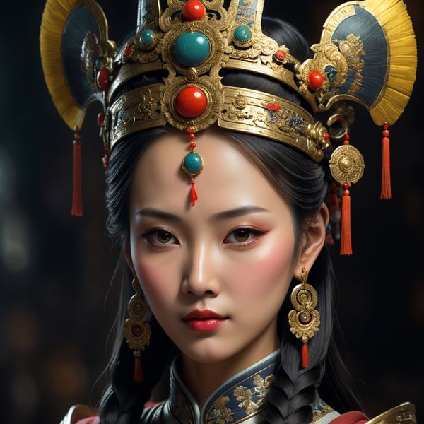 AnnorStock _ Beuatiful Lady Turquoise and Red