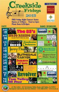  Heath De Fount-Haberlin and the Tam Valley All Stars will be playing in Tamalpais Valley, California for the 10th annual Tam Valley Creekside Fridays Summer Concert series! 