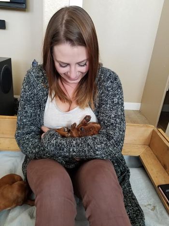 Hannah and Diane (Chica's owner) came over to visit puppies today.
