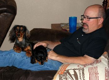 Mom & puppy enjoying laptime with my husband.
