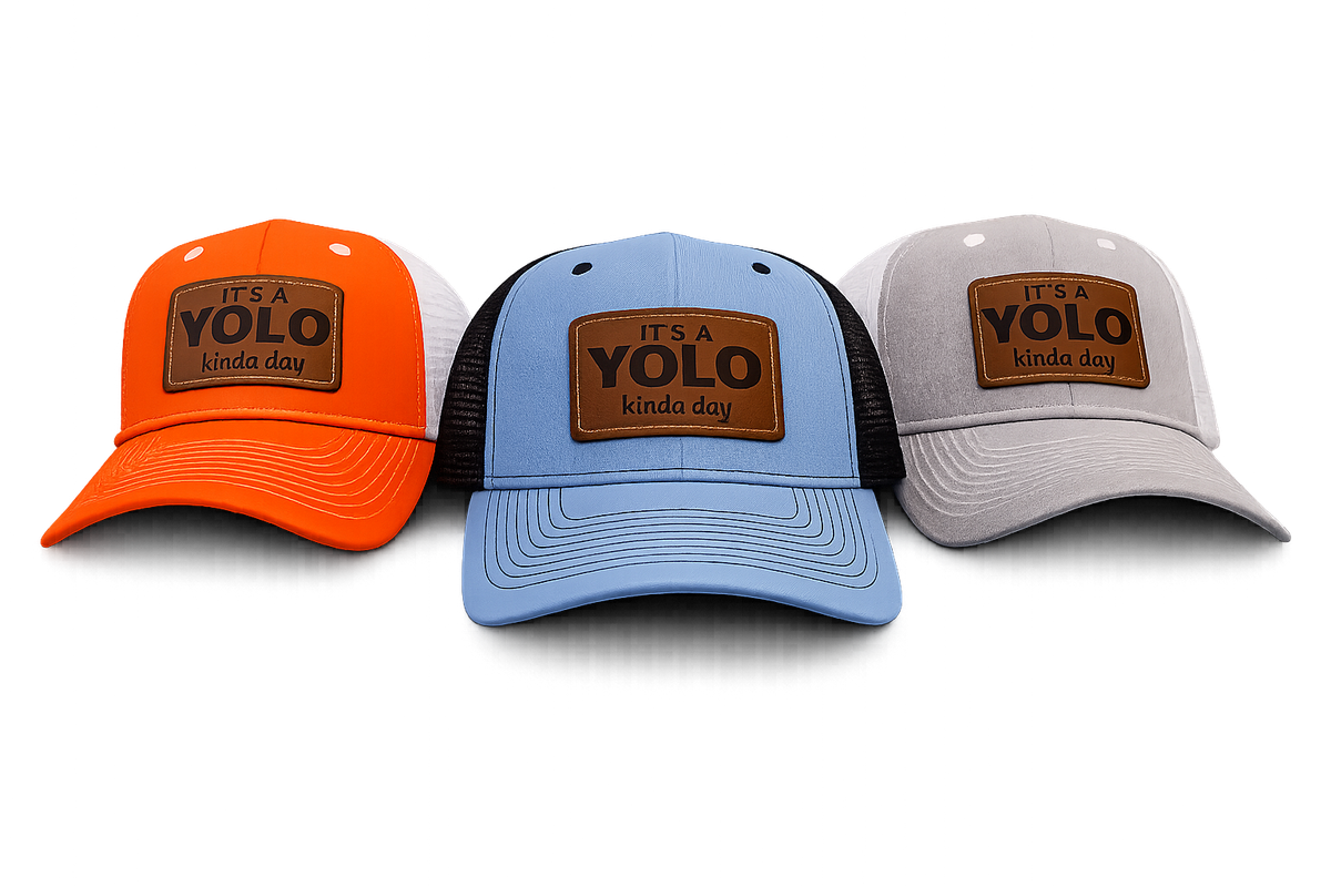 YOLO Leather Patch Snap Back Hat