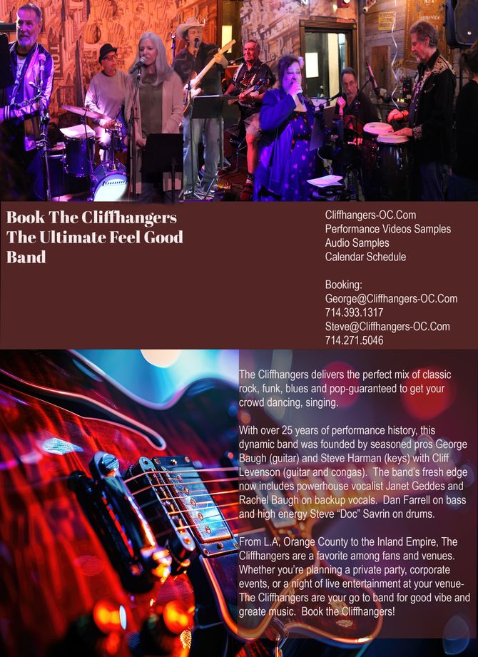 cliffhangFill out the form below and we’ll get back to you within 24 hours.  7ers a classic rock cover band open for booking in the Los Angeles, Orange County, Riverside and San Diego areas. 