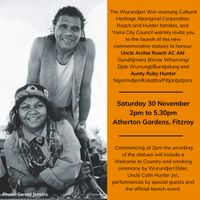 Launch of the commemorative statues to honour Uncle Archie Roach and Aunty Ruby Hunter