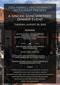 August Singer-Songwriters' Dinner Event