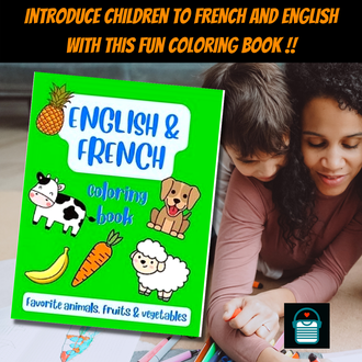 english french coloring book, english french learning, learn french for kids, 