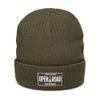 Ribbed Knit Beanie White Logo| Atlantis