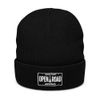 Ribbed Knit Beanie White Logo| Atlantis