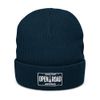 Ribbed Knit Beanie White Logo| Atlantis