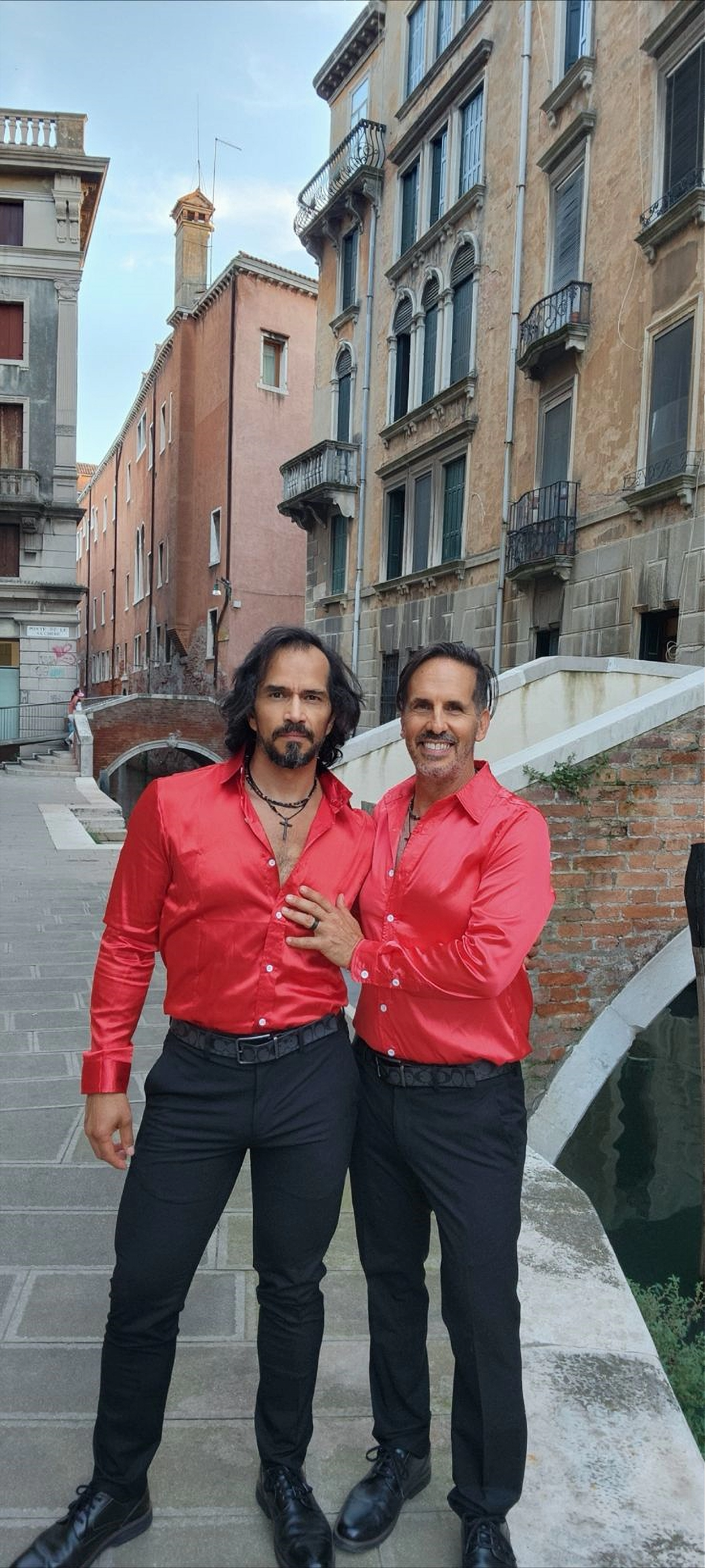 The World’s No.1 Superstar™, Sidow Sobrino with husband Richard on location in Venice filming Bad Boy’s Wild Ride, an Official Selection of the Broadway International Film Festival.