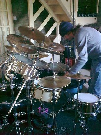 Recording drums for the Spiral Vendetta album 2010
