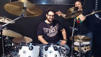 Marco Musco (driver/tech for The Aristocrats) and Darran Charles, 2014
