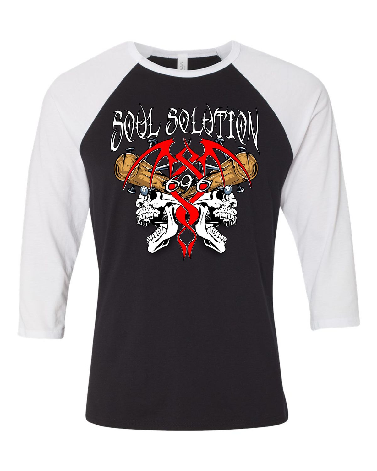 White Baseball 3/4 Sleeve