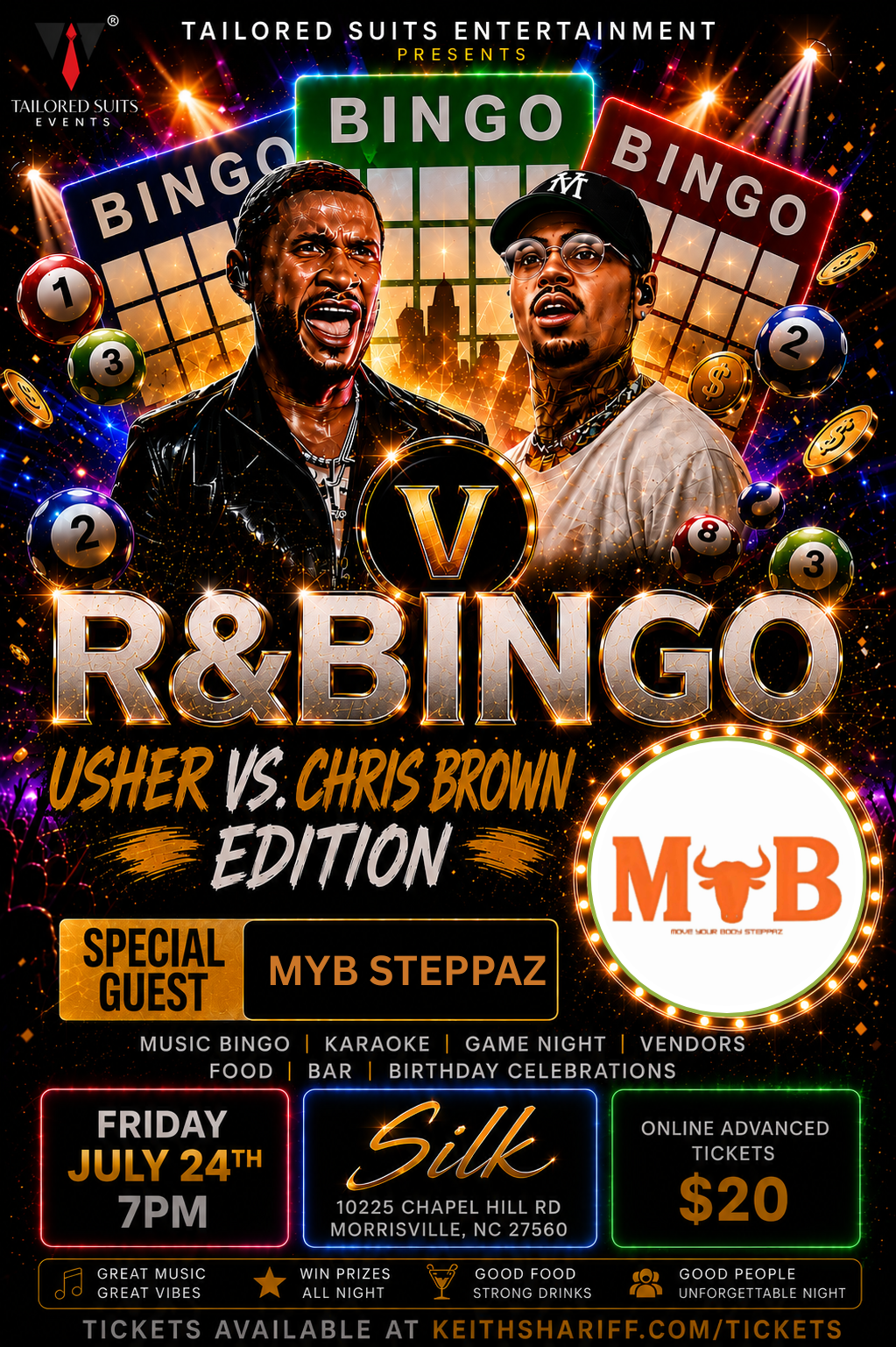 BINGO WITH MYB STEPPAZ!  DISCOUNTED  R&Bingo: Usher VS Chris Brown Edition Admission 