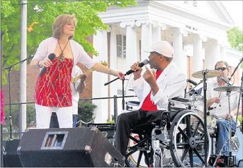 Cindy Floyd singing with Danny Woods playing the 2013 Friday After Five in Statesville , NC
