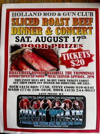 Holland Rod and Gun Club's Annual Roast Beef Dinner and $ Door Prizes with Cold Train!