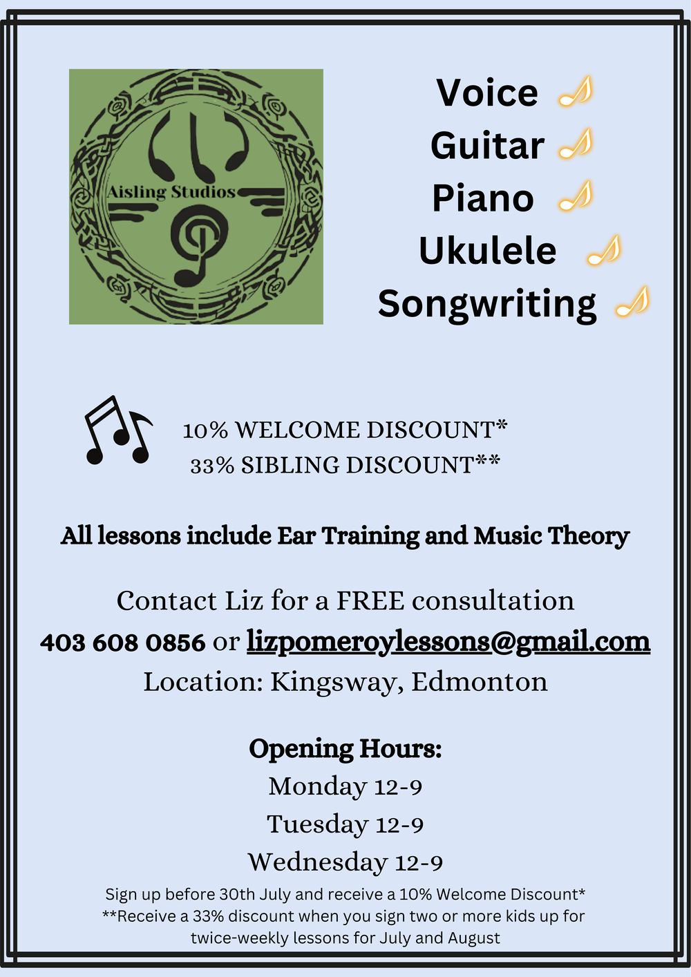 liz pomeroy singer irish music lessons voice guitar piano ukulele songwriting aising studios edmonton