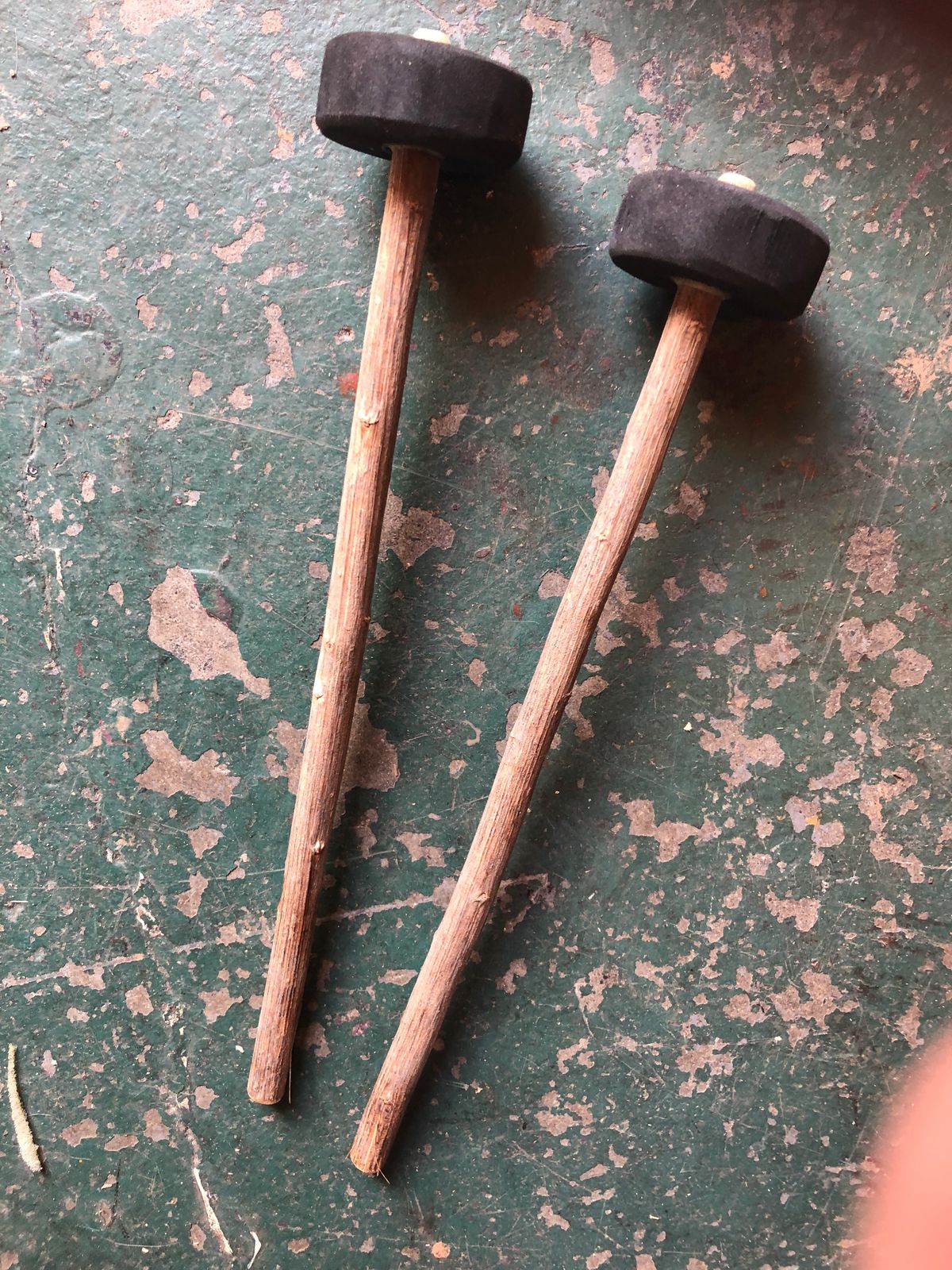 2 STICKS for TEPONAZTLI (rubber tipped mallets)