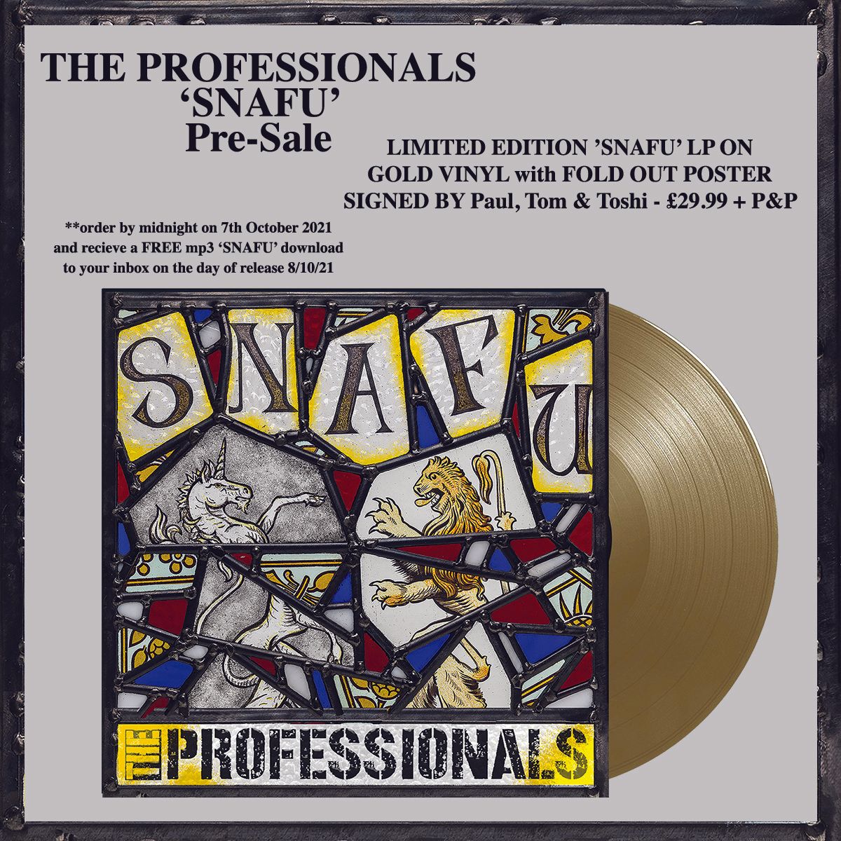 Limited Edition ’SNAFU’ LP on Gold Vinyl 