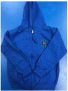 Embroidered Blue Hooded Zipper