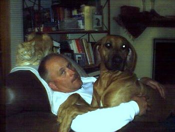 T and Mark with Polo watching over them.

