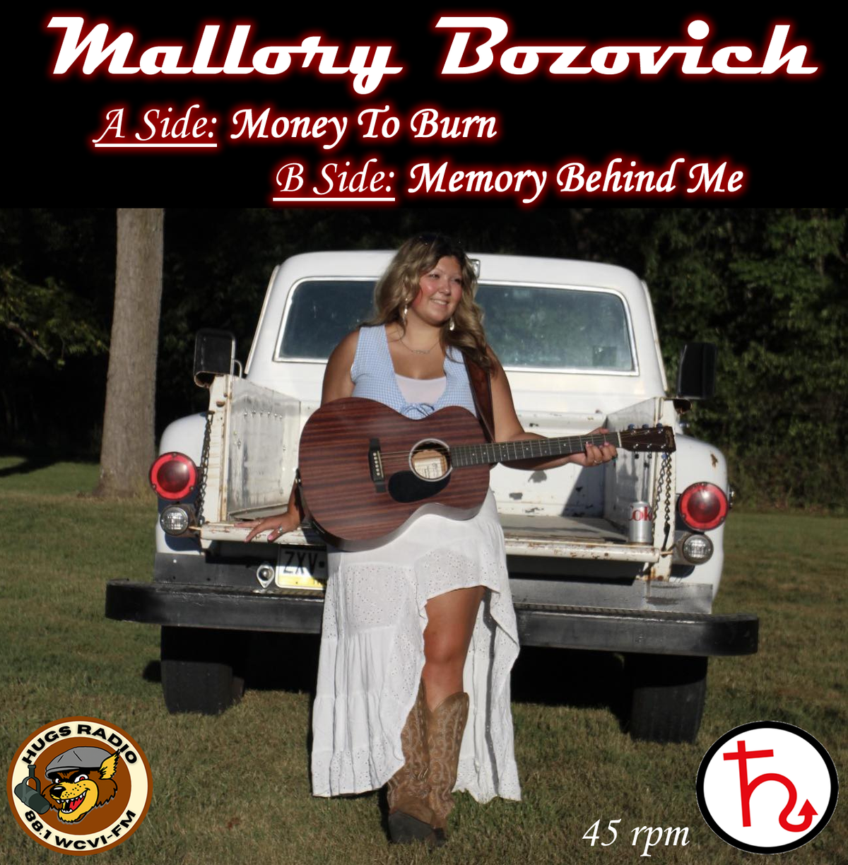 Mallory Bozovich - Money To Burn / Memory Behind Me - 45RPM Single (Hellbent On HUGS 45 RPM Pre-sale) - Vinyl