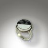 Obsidian & Pristine Sterling Silver Ring 