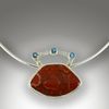 Fire Jasper, Swiss Blue Topaz Sterling Silver Necklace