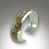 Fossilized Wood & Grossular Garnet Inlay Sterling Silver Cuff