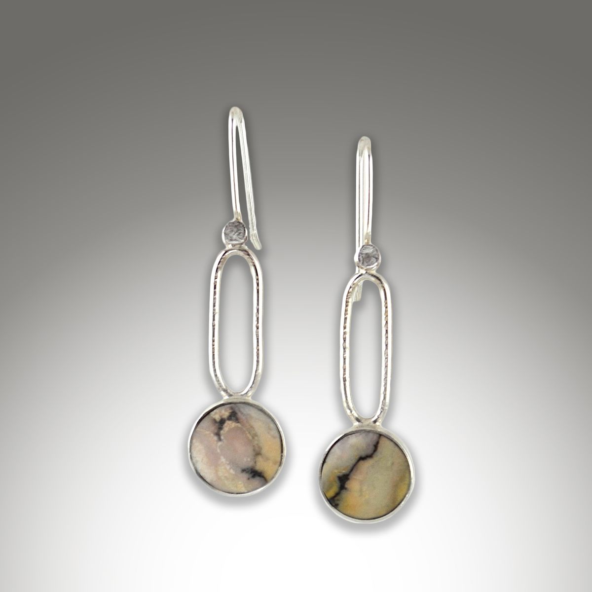 Handcrafted Inlay Magliano Jasper Sterling Silver Earrings with French wires.