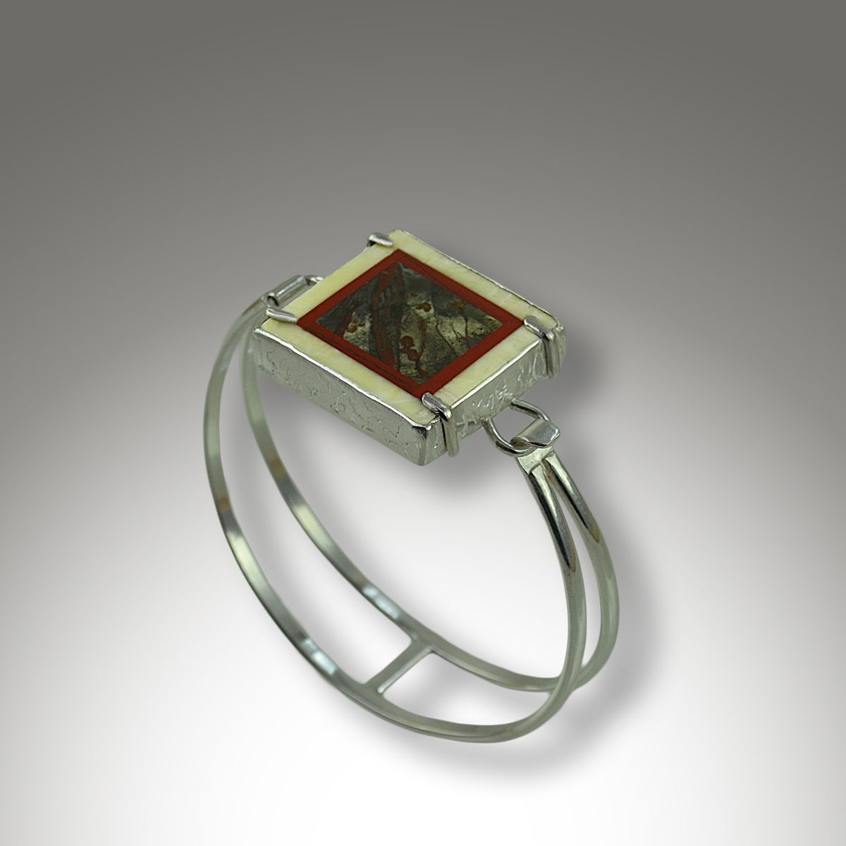 Handcrafted Intarsia Sterling Silver Bracelet