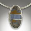 Kentucky Agate & Blue Lace Agate Sterling Silver Inlay/Intarsia Pendant.