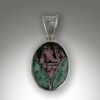 Handcrafted Rhodonite & Mariposite Sterling Silver Inlay Pendant