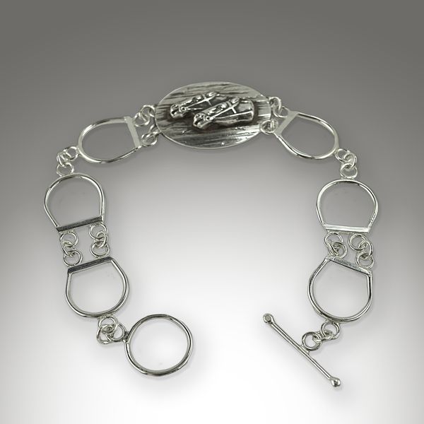 Sterling Silver Racing Horses Stirrup Bracelet