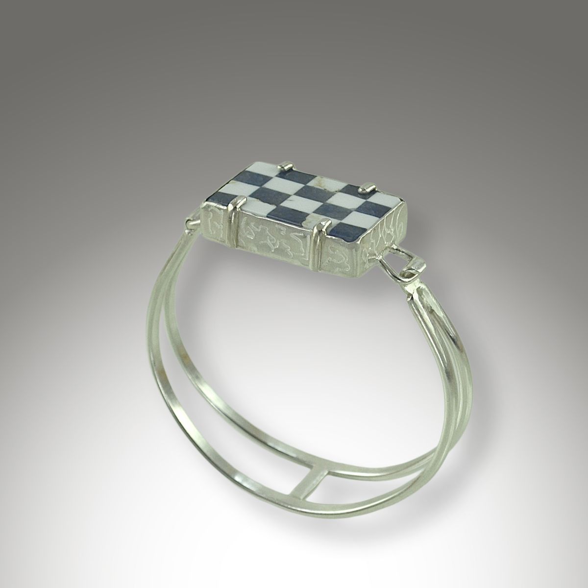 Handcrafted Intarsia, Sterling Silver Bracelet