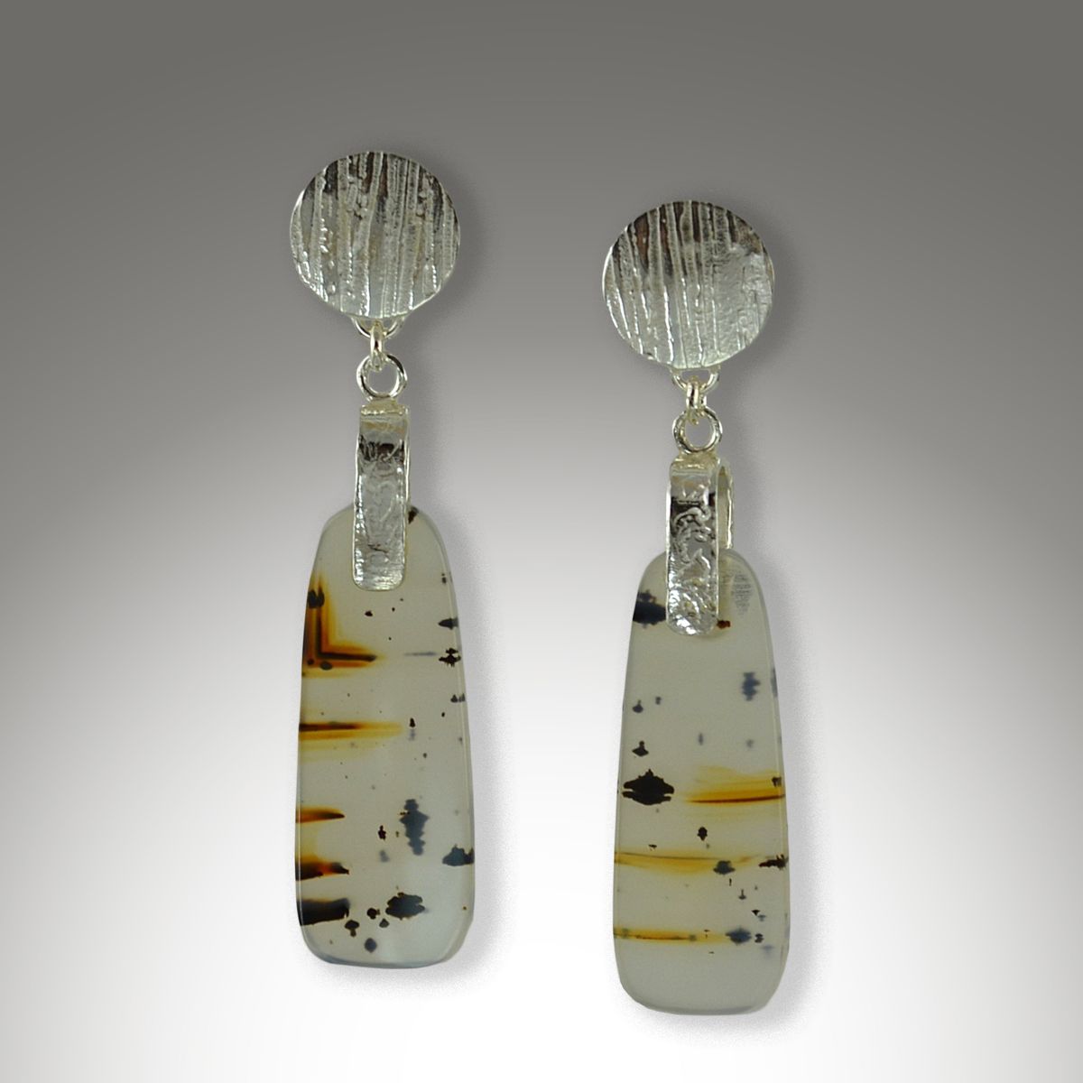 Montana Agate & Sterling Silver Earrings w/ Posts