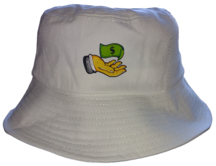 White "Pay Me" bucket hat