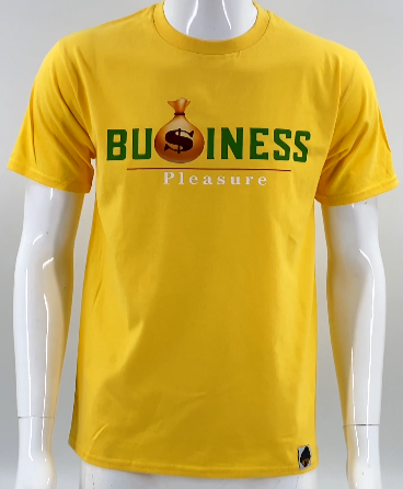Traffic Light Yellow "Business Over Pleasure" t-shirt